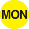 Tape Logic® 2"" Dia. Round Paper Labels with ""Mon"" Print Fluorescent Yellow Roll of 500