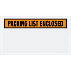 Tape Logic Panel Face Envelopes ""Packing List Enclosed"" Print 5-1/2""L x 10""W Orange 1000/Pack