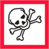 Tape Logic® Pictogram Skull and Crossbones Labels 1""L x 1""W Black/Red/White Roll of 500