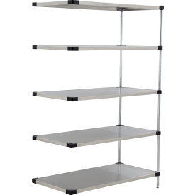 Nexel® 5 Shelf Stainless Steel Solid Shelving Unit Add On 48""W x 24""D x 74""H