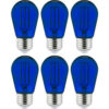 Sunlite® LED S14 Colored String Filament Light Bulb E26 Base 2W Transparent Blue Pack of 6