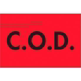 Tape Logic® Labels with ""C.O.D."" Print 3""L x 2""W Fluorescent Red Roll of 500