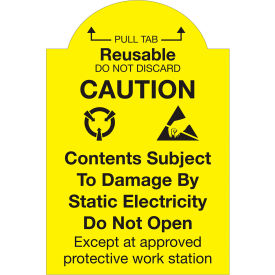 Tape Logic® Labels w/ ""Pull Tab Reusable-Do Not..."" Print 3""L x 2""W Yellow/Black Roll of 500