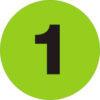Tape Logic® 1"" Dia. Round Number Paper Labels with ""1"" Print Fluorescent Green Roll of 500