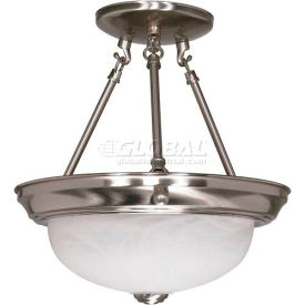 Nuvo 60/200 2 Light-Ceiling-Semi Flush Alabaster Glass Brushed Nickel 11.375""W X 12""H