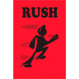 Tape Logic® Labels with ""Rush"" Print 6""L x 4""W Red/Black Roll of 500