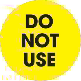 Tape Logic® 2"" Dia. Round Paper Labels with ""Do Not Use"" Print Fluorescent Yellow Roll of 500