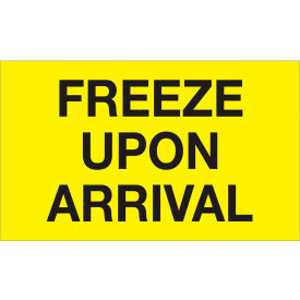 Tape Logic® Labels with ""Freeze Upon Arrival"" Print 5""L x 3""W Fluorescent Yellow Roll of 500