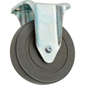 Medium Duty Rigid Plate Caster 5"" Hard Rubber Wheel 290 Lb. Capacity