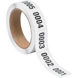 Tape Logic® Consecutive Numbered Labels 0001-0500 1-1/2""L x 1""W Black/White Roll of 500