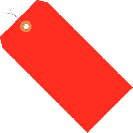 Global Industrial Shipping Tag Pre-Wired #3 3-3/4""L x 1-7/8""W Fluorescent Red 1000/Pack
