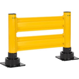Global Industrial™ 4' Steel Guard Rail with 6"" Dia. Rebounding Bollards Yellow