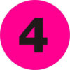 Tape Logic® 2"" Dia. Round Number Paper Labels with ""4"" Print Fluorescent Pink Roll of 500