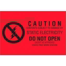 Tape Logic® Labels with ""Subject to Static Damage"" Print 3""L x 2""W Red/Black Roll of 500