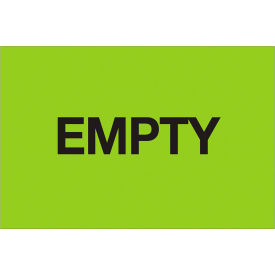 Tape Logic® Paper Labels with ""Empty"" Print 3""L x 2""W Fluorescent Green Roll of 500