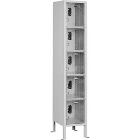 Global Industrial 5-Tier 5 Door Clear View Locker Digital Lock 12""Wx18""Dx66""H Gray Unassembled