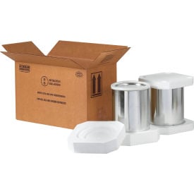 Global Industrial Foam Haz Mat Shipper Kit Two 1 Gal. Paint Cans 17""Lx8-1/2""Wx9-5/16""H Kraft/Wht