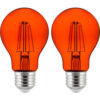 Sunlite® LED A19 Colored Filament Light Bulb E26 Base 4.5W 250 Lumens Orange Pack of 2