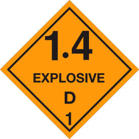 Tape Logic® D.O.T. Hazard Labels ''Explosive - 1.4D - 1''4""L x 4""W Orange/Black Roll of 500
