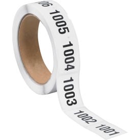Tape Logic® Consecutive Numbered Labels 1001-1500 1-1/2""L x 1""W Black/White Roll of 500