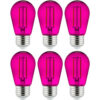 Sunlite® LED S14 Colored String Filament Light Bulb E26 Base 2W Transparent Purple Pk of 6