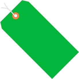 Global Industrial Shipping Tag Pre-Strung #7 5-3/4""L x 2-7/8""W Fluorescent Green 1000/Pack