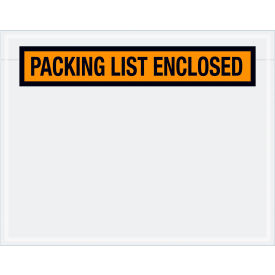Tape Logic Panel Face Envelopes ""Packing List Enclosed"" Print 7""L x 5-1/2""W Orange 1000/Pack