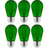 Sunlite® LED S14 Colored String Filament Light Bulb E26 Base 2W Transparent Green Pack of 6