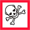 Tape Logic® Pictogram Skull and Crossbones Labels 2""L x 2""W Red/White/Black Roll of 500