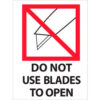 Tape Logic® Labels w/ ""Do Not Use Blades to..."" Print 4""L x 3""W Red/White/Black Roll of 500