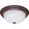 Satco 60-207 3 Light - 15"" - Flush Mount - Alabaster Glass  Old Bronze