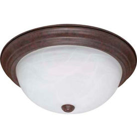 Satco 60-207 3 Light - 15"" - Flush Mount - Alabaster Glass  Old Bronze