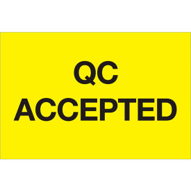 Tape Logic® Paper Labels with ""QC Accepted"" Print 3""L x 2""W Fluorescent Yellow Roll of 500