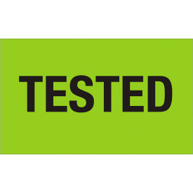 Tape Logic® Labels with ""Tested"" Print 5""L x 3""W Fluorescent Green Roll of 500