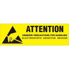 Tape Logic® Labels with ""Attention-Observe..."" Print 2""L x 5/8""W Black/Yellow Roll of 500