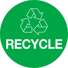 Tape Logic® 3"" Dia. Round Paper Labels with ""Recycle"" Print Green Roll of 500