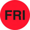 Tape Logic® 1"" Dia. Round Paper Labels with ""Fri"" Print Fluorescent Red Roll of 500