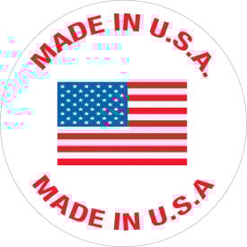 Tape Logic® Labels with ""Made in U.S.A."" Print 1""L x 1""W Red/White/Blue Roll of 500