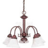 Satco 60/183 Ballerina 5 Light 24"" Chandelier w/ Alabaster Glass Bell Shades  Old Bronze