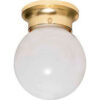 Satco 77-108 1 Light - 6"" - Ceiling Fixture - White Ball  Polished Brass