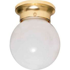 Satco 77-108 1 Light - 6"" - Ceiling Fixture - White Ball  Polished Brass