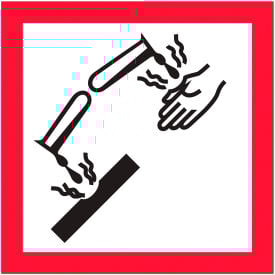 Tape Logic® Pictogram Corrosion Labels 1""L x 1""W Black/Red/White Roll of 500