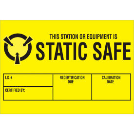 Tape Logic® Labels with ""Static Safe"" Print 2-1/2""L x 1-3/4""W Black/Yellow Roll of 500