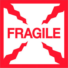 Tape Logic® Labels with ""Fragile"" Print 2""L x 2""W Red/White Roll of 500