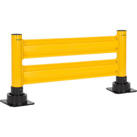 Global Industrial™ 6' Steel Guard Rail with 6"" Dia. Rebounding Bollards Yellow
