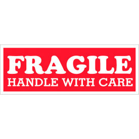 Tape Logic® Labels with ""Fragile-Handle With Care"" Print 4""L x 1-1/2""W Red/White Roll of 500