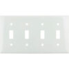 Sunlite® Toggle Switch Plate 4-Gang White Pack of 12