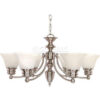 Nuvo 60/356 Empire-6 Light Chandelier Alabaster Bell Brushed Nickel 26""W X 14""H