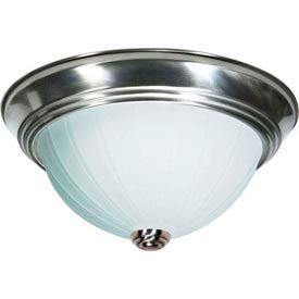 Satco 76-245 3 Light - 15"" - Flush Mount - Frosted Melon Glass  Brushed Nickel