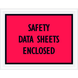 Tape Logic Full Face Envelopes ""Safety Data Sheets Enclosed"" Print 7""L x 5-1/2""W Red 1000/Pack
